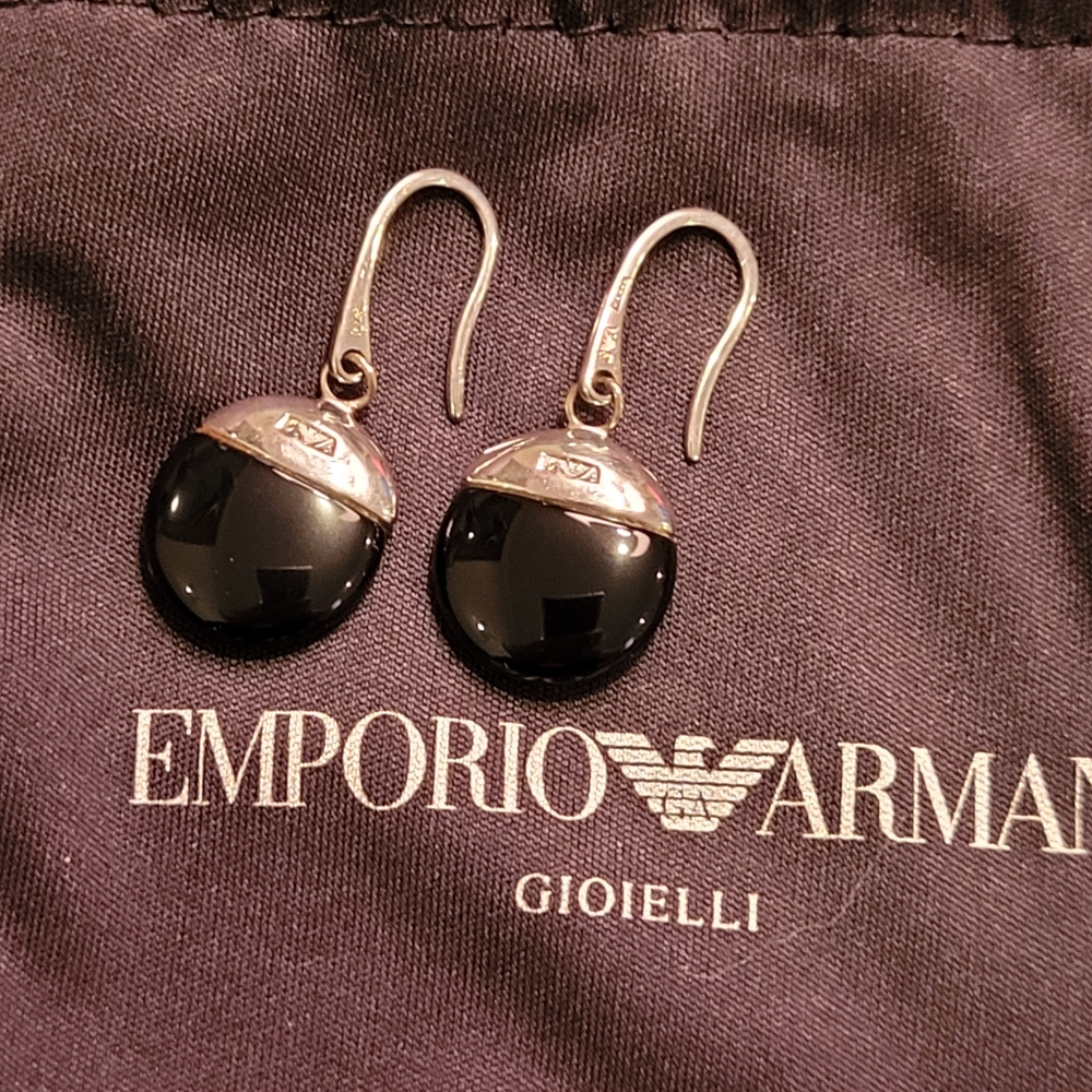 Beautiful Emporio Armani 925 Onyx Earrings